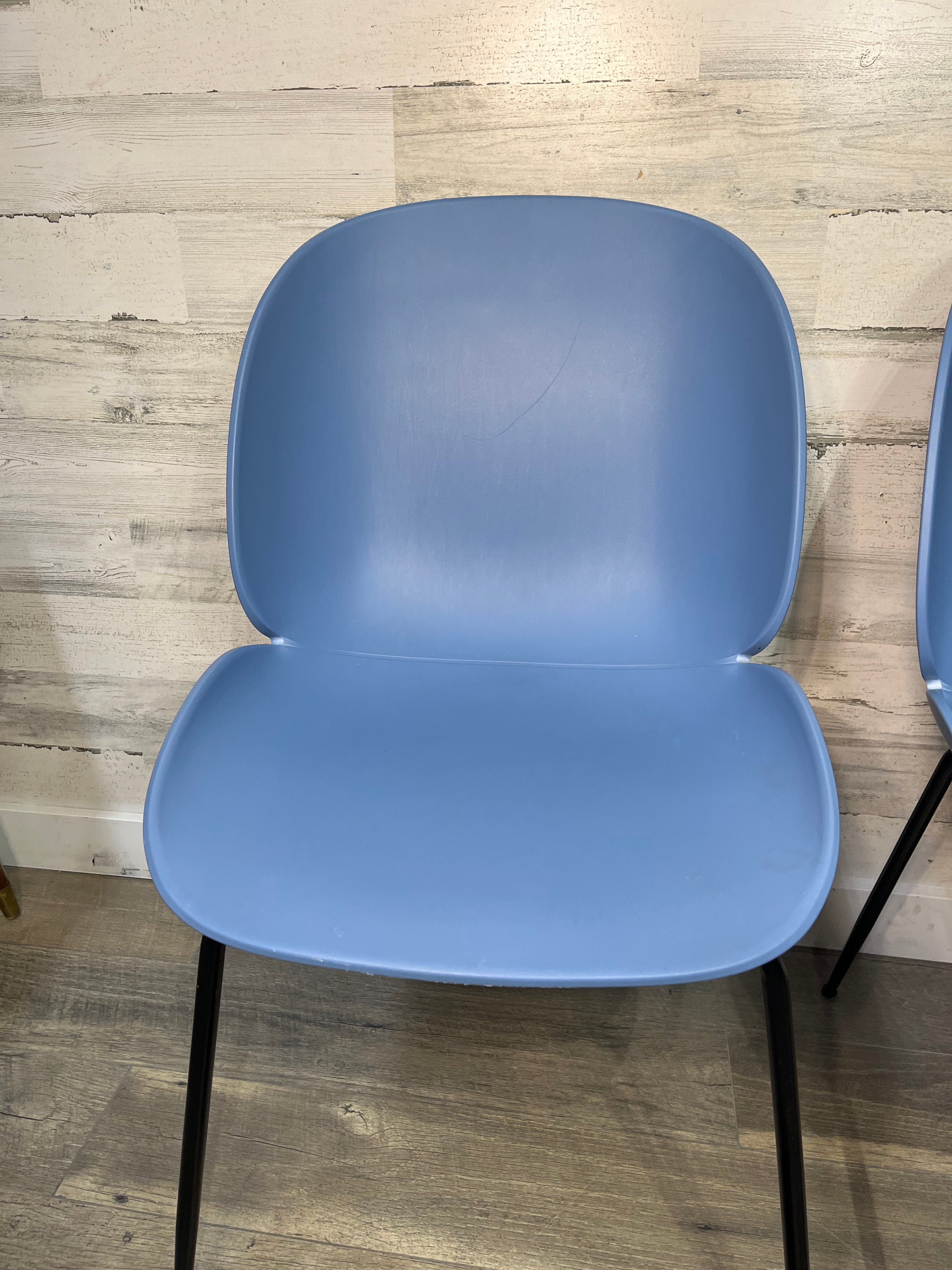 Set Of Two Blue Modern Beetle Chairs
