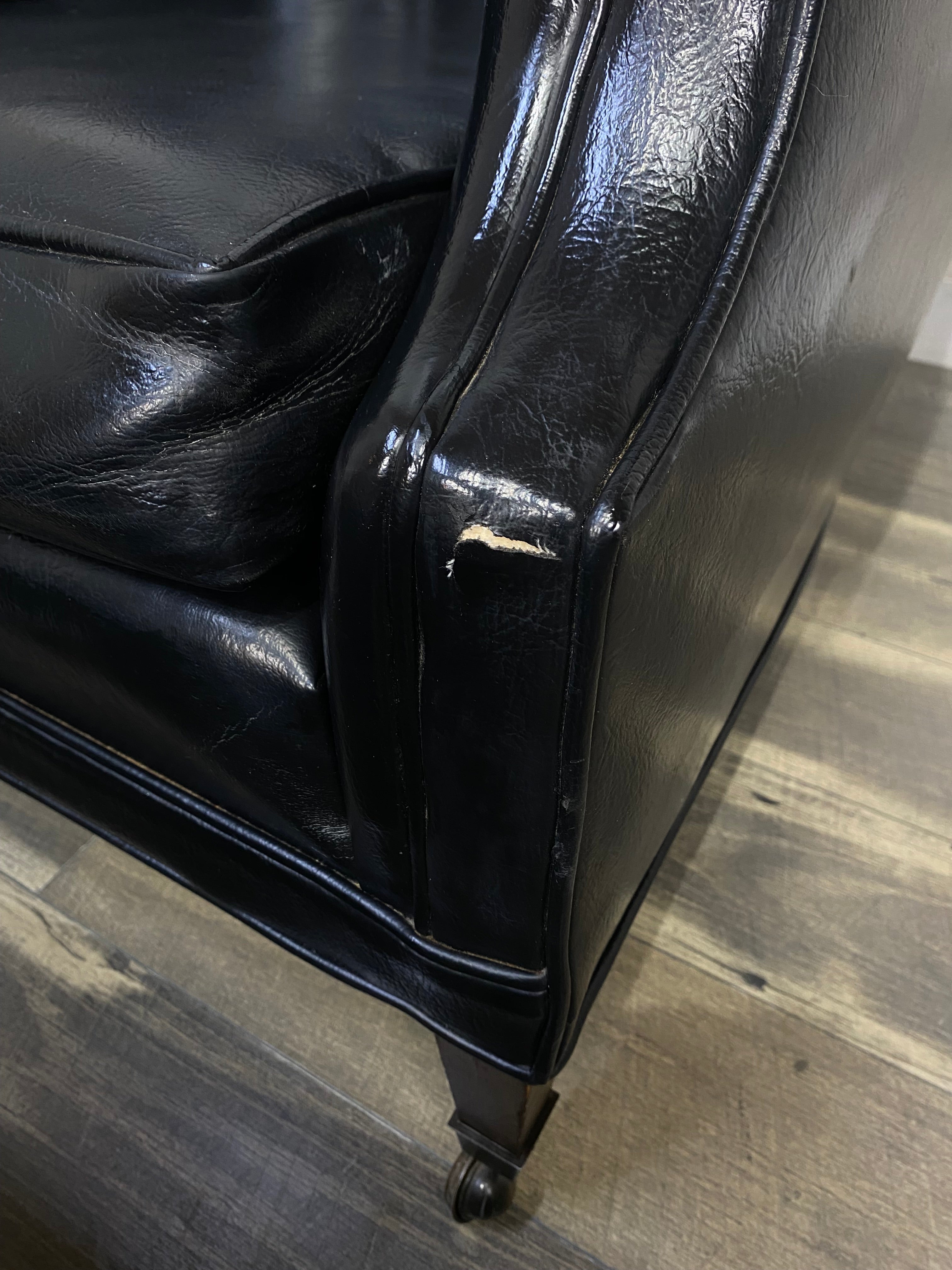 Mid Century Black Tufted Chair & Ottoman